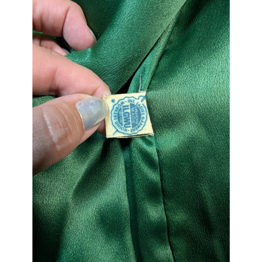 Vtg 1950s Kelly Green Boucle Wool Mink Fur Collar Button Up Swing Coat Sz M - Picture 7 of 7